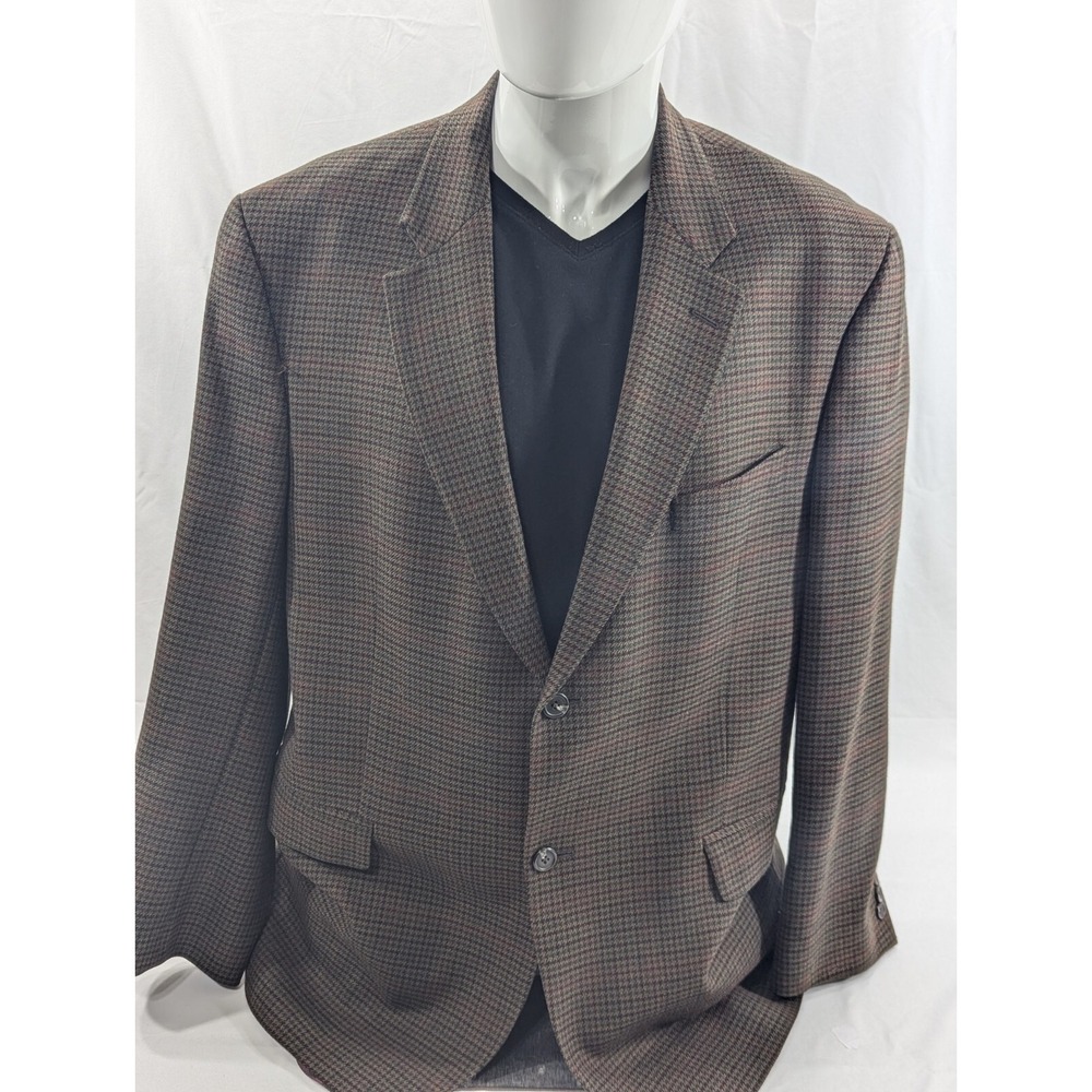 Ralph Lauren Blazer Sport Coat  Suit Jacket 46R 48" Chest Lambswool‎ Houndstooth - Picture 3 of 14